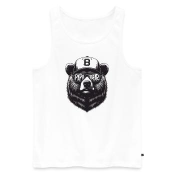 Papa Ours - Cadeau Papa Père Ours pour la fête des Pères - Débardeur bio Premium Homme - blanc - Devant - AI Model Male 178 light (178cm)