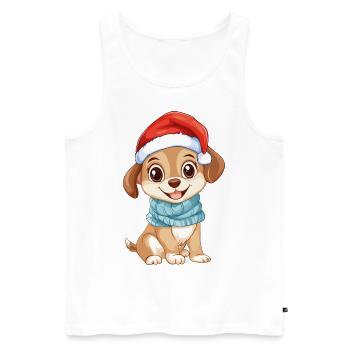 Chien Noël Mignon Noël mignon Noël - Débardeur bio Premium Homme - blanc - Devant - Michal (187cm)