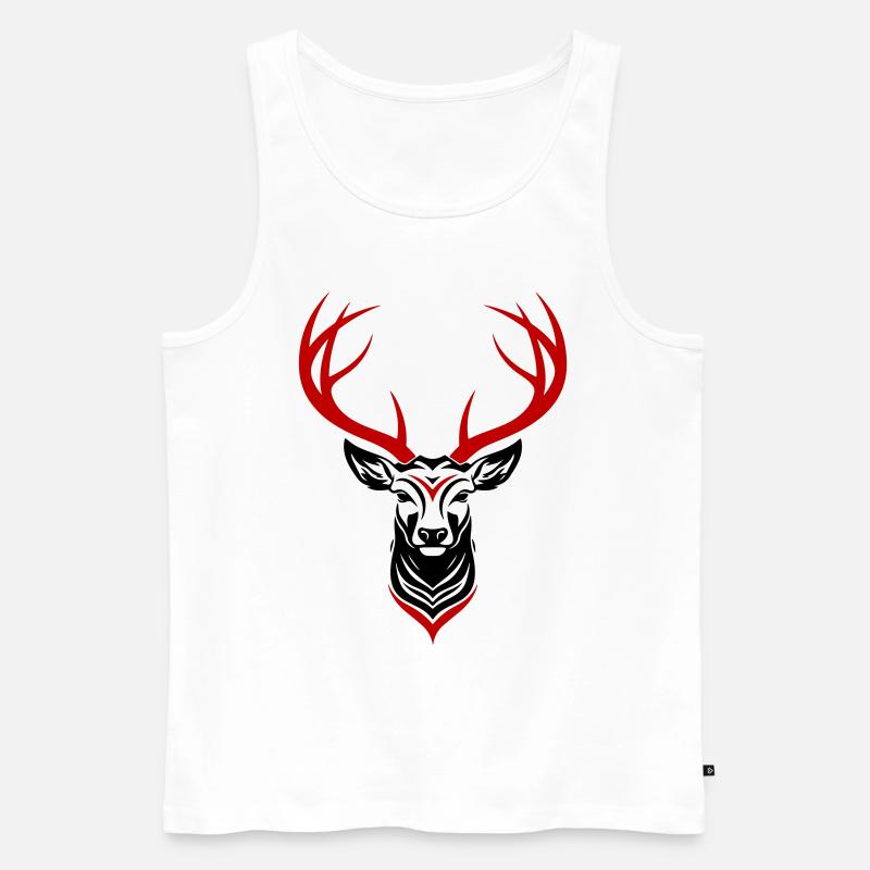 Hirsch Kopf - Männer Premium Bio Tank Top - Weiß