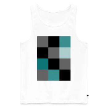 Pixel sarcelle - Débardeur bio Premium Homme - blanc - Devant - AI Model Male 178 light (178cm)