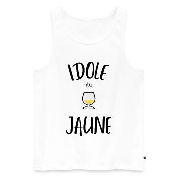 Idole Du Jaune T Shirt Pastis Anis Humour - Débardeur bio Premium Homme - blanc - Devant - AI Model Male 178 light (178cm)