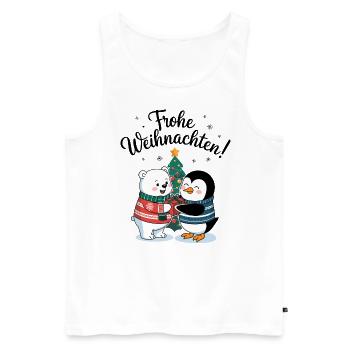 Eisbär Pinguin Frohe Weihnachten Tannenbaum süß - Männer Premium Bio Tank Top - Weiß - Vorne - Michal (187cm)