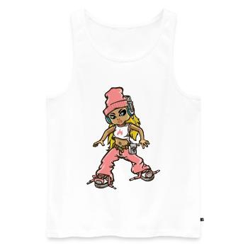 Hip hop girl in pink - Men's Premium Organic Tank Top - white - Front - AI Model Male 178 light (178cm)