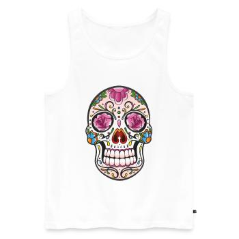 Mexican Sugar Skull, day of the dead - Débardeur bio Premium Homme - blanc - Devant - Michal (187cm)