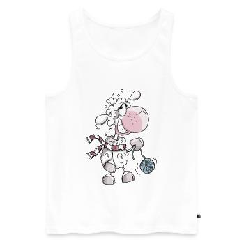 Schaf mit Wollknäuel - Schafe - Schäfchen - Comic - Männer Premium Bio Tank Top - Weiß - Vorne - Michal (187cm)