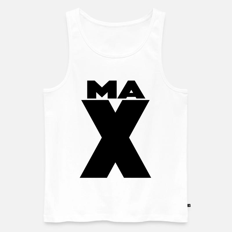 Max X – Minimal Name Design - Männer Premium Bio Tank Top - Weiß