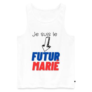EVG futur marié. Enterrement vie célibataire - Débardeur bio Premium Homme - blanc - Devant - Michal (187cm)