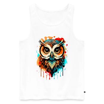 Owl Multicolored - Night Owl - Barn Owl - Owl Owl - Men's Premium Organic Tank Top - white - Front - AI Model Male 178 light (178cm)