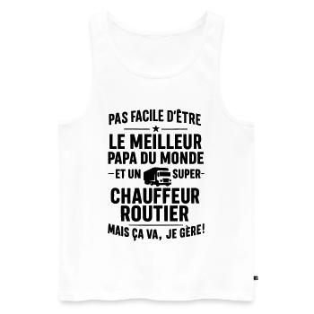 Routier – Super Papa Routier - Débardeur bio Premium Homme - blanc - Devant - Michal (187cm)