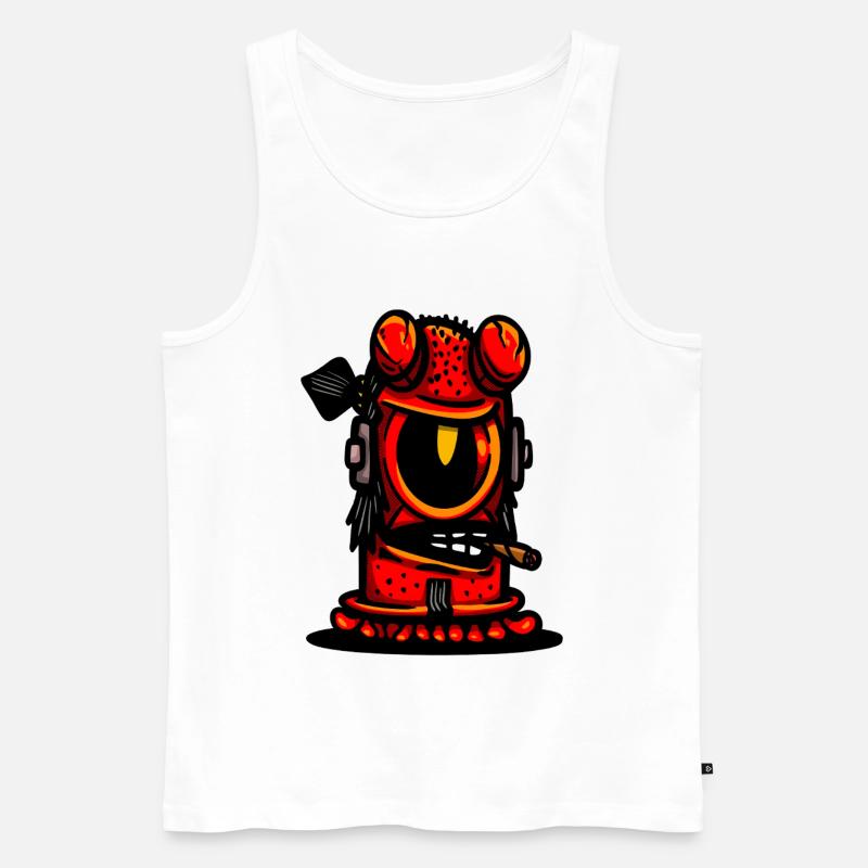 Red Devil Cigar Karikatur - Männer Premium Bio Tank Top - Weiß