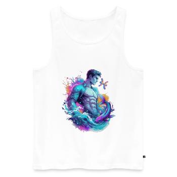 Poissons_Astro_Homme - Débardeur bio Premium Homme - blanc - Devant - Michal (187cm)