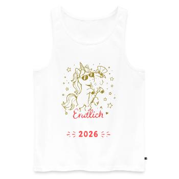 Einhorn Schulkind 2026 Erstschultag - Männer Premium Bio Tank Top - Weiß - Vorne - Michal (187cm)