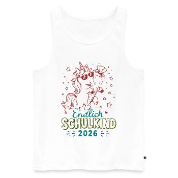 Unicornenfeier Schulkind 2026 - Männer Premium Bio Tank Top - Weiß - Vorne - Michal (187cm)