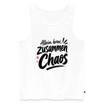 Fist Bump für Freundschaft, Liebe & Zusammenhalt - Männer Premium Bio Tank Top - Weiß - Vorne - Michal (187cm)