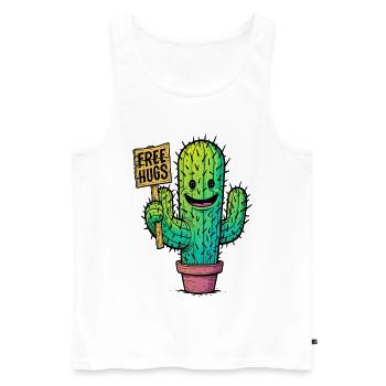 Cactus with Free Hugs - Men's Premium Organic Tank Top - white - Front - Michal (187cm)