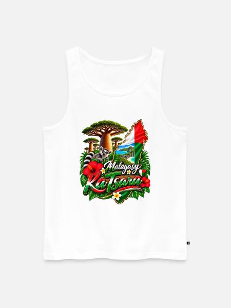 Malagasy KaTsara Tropenmotiv - Männer Premium Bio Tank Top - Weiß