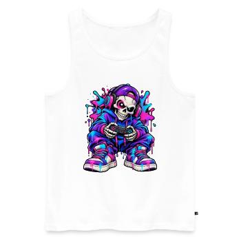 Neon-Graffiti-Gamer-Skelett – Gamer-Geschenk - Männer Premium Bio Tank Top - Weiß - Vorne - Michal (187cm)