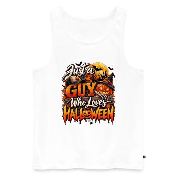 Just a Guy Who Loves Halloween - Männer Premium Bio Tank Top - Weiß - Vorne - Michal (187cm)