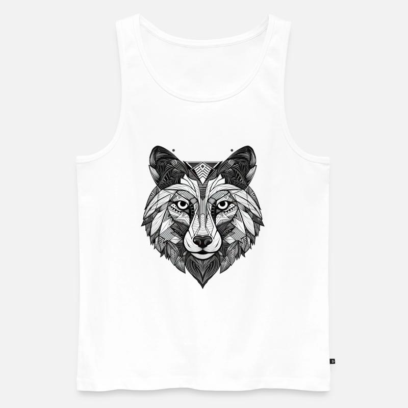 Wolf Geometrisch - Männer Premium Bio Tank Top - Weiß