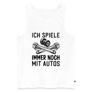 Ich spiele immer noch mit Autos KFZ Auto Sprüche - Männer Premium Bio Tank Top - Weiß - Vorne - Michal (187cm)