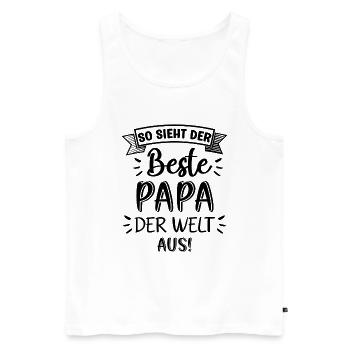 So Sieht der Beste Papa der Welt aus Vater Sprüche - Männer Premium Bio Tank Top - Weiß - Vorne - Michal (187cm)