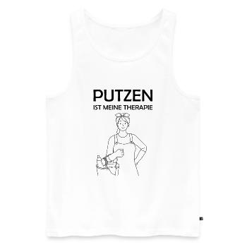 Putzen ist meine Therapie lustige Putzfrau Sprüche - Männer Premium Bio Tank Top - Weiß - Vorne - Michal (187cm)