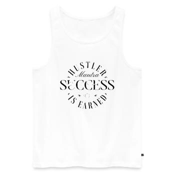 Hustler Mantra Motivation Streetwear - Men's Premium Organic Tank Top - white - Front - AI Model Male 178 light (178cm)