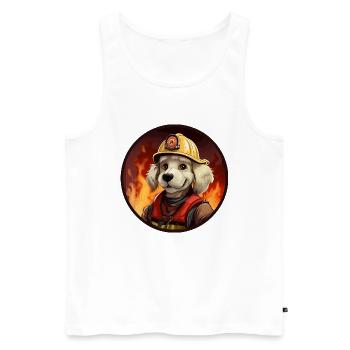 Chien de pompier - Débardeur bio Premium Homme - blanc - Devant - AI Model Male 178 light (178cm)