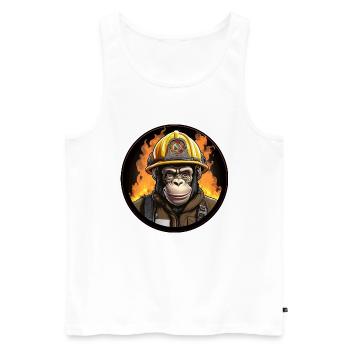 Schimpansen Feuerwehr - Männer Premium Bio Tank Top - Weiß - Vorne - Michal (187cm)
