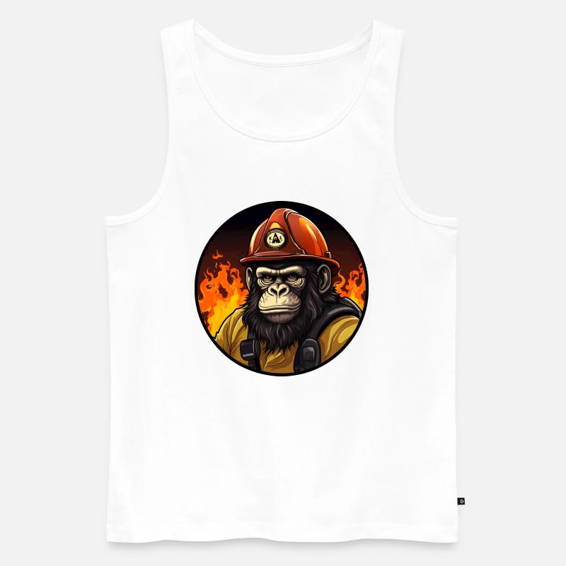 Feuerwehr Affe - Männer Premium Bio Tank Top - Weiß