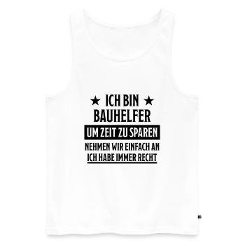 Bauhelfer Lustiger Spruch Hausbau Bauherr Geschenk - Männer Premium Bio Tank Top - Weiß - Vorne - AI Model Male 178 light (178cm)