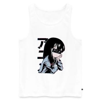 Anime Schoolgirl - Men's Premium Organic Tank Top - white - Front - Michal (187cm)