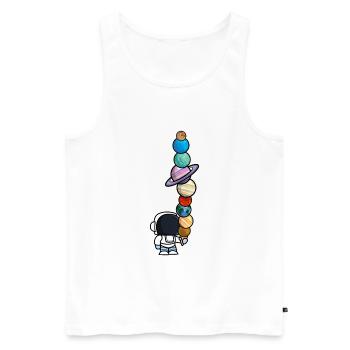 Astronaut Ice Cream Eating Planets Funny - Débardeur bio Premium Homme - blanc - Devant - AI Model Male 178 light (178cm)