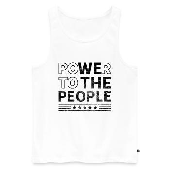Le pouvoir au peuple - Débardeur bio Premium Homme - blanc - Devant - AI Model Male 178 light (178cm)
