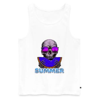 vacay-Modus - Männer Premium Bio Tank Top - Weiß - Vorne - AI Model Male 178 light (178cm)