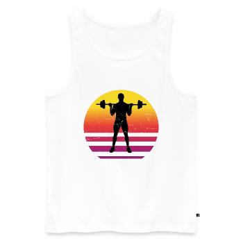 Krafttraining Damen Ausdauertraining Herren - Männer Premium Bio Tank Top - Weiß - Vorne - Michal (187cm)
