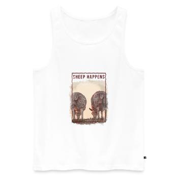 Sheep Happens - Men's Premium Organic Tank Top - white - Front - AI Model Male 178 light (178cm)