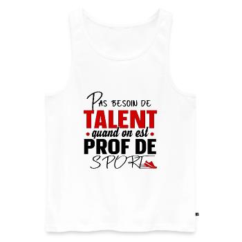 Prof de Sport Professeur Métier Cadeau Humour - Débardeur bio Premium Homme - blanc - Devant - Michal (187cm)