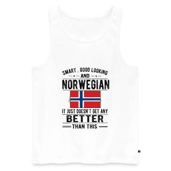 Norvégien Drapeau norvégien Origine norvégienne - Débardeur bio Premium Homme - blanc - Devant - Michal (187cm)