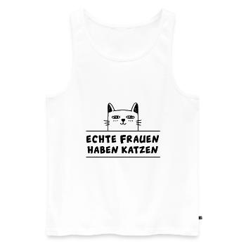 Echte Frauen haben Katzen - Männer Premium Bio Tank Top - Weiß - Vorne - Michal (187cm)