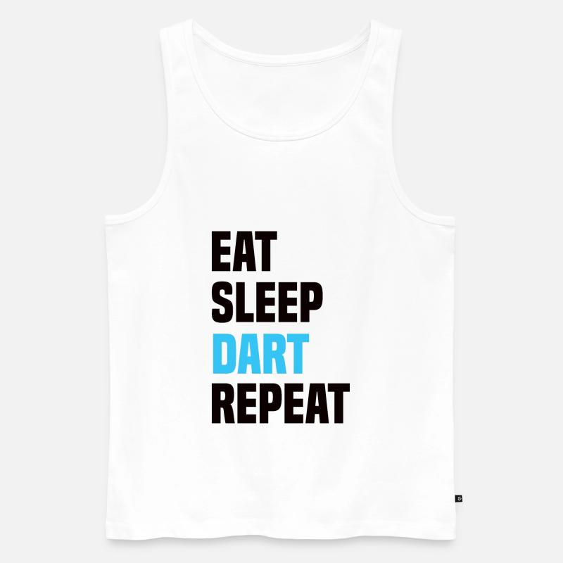 Eat Sleep Dart Repeat - Männer Premium Bio Tank Top - Weiß