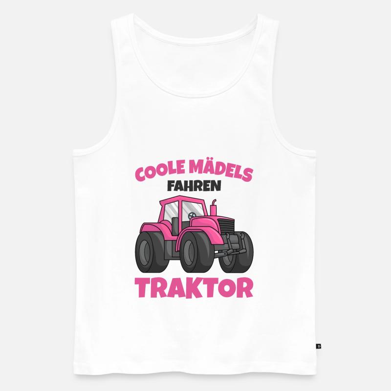 Traktor Mädchen - Männer Premium Bio Tank Top - Weiß