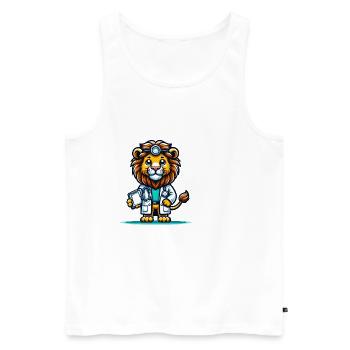 Cute Lion Doctor - Men's Premium Organic Tank Top - white - Front - Michal (187cm)