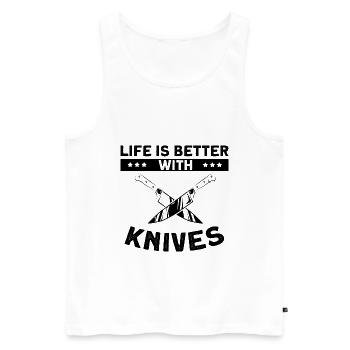 Life is better with knife knife collector - Men's Premium Organic Tank Top - white - Front - Michal (187cm)