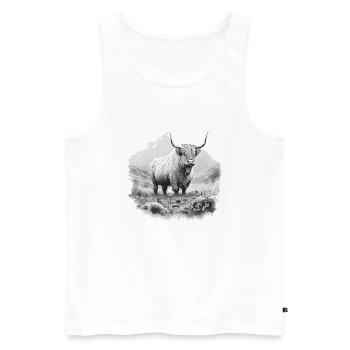 Vache des Highlands - Débardeur bio Premium Homme - blanc - Devant - Michal (187cm)