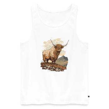 Vache des Highlands - Débardeur bio Premium Homme - blanc - Devant - Michal (187cm)