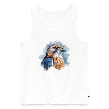 Falke Aquarell Porträt - Männer Premium Bio Tank Top - Weiß - Vorne - Michal (187cm)