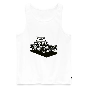 Vintage Pizza Taxi - Conception du service de livraison - Débardeur bio Premium Homme - blanc - Devant - AI Model Male 178 light (178cm)