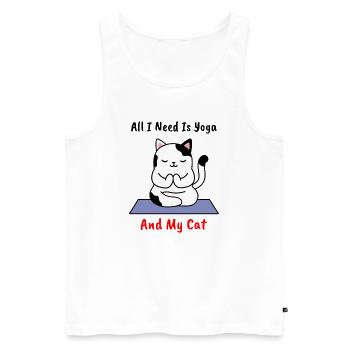 Cadeau de méditation Kitty chaton chat yoga - Débardeur bio Premium Homme - blanc - Devant - Michal (187cm)