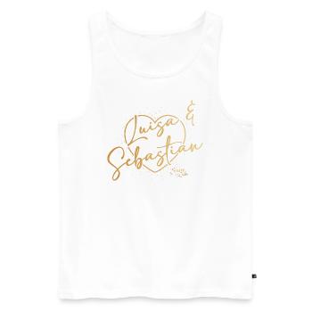 Sturm der Liebe Traumpaar Luisa & Sebastian - Männer Premium Bio Tank Top - Weiß - Vorne - Michal (187cm)